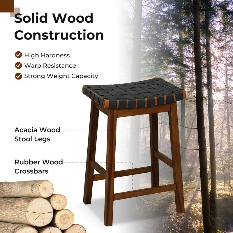Gymax Saddle Stools Set of 4 25.5 Inch Counter Height Stools w/ PU