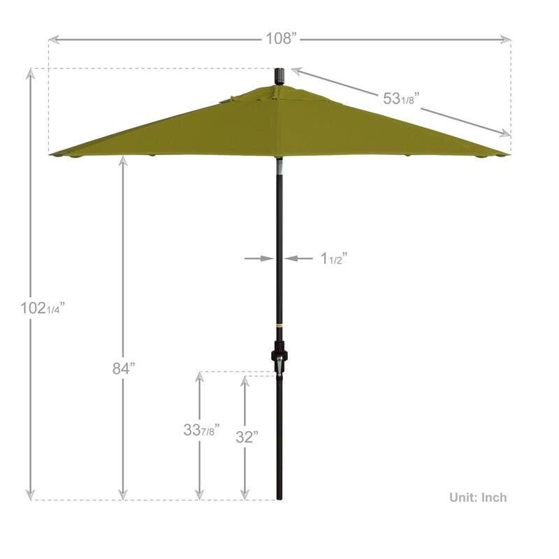 California Umbrella 9' Rd. Aluminum Market Umbrella, Deluxe Crank Lift with Collar Tilt, Bronze Frame Finish, Olefin Fabric