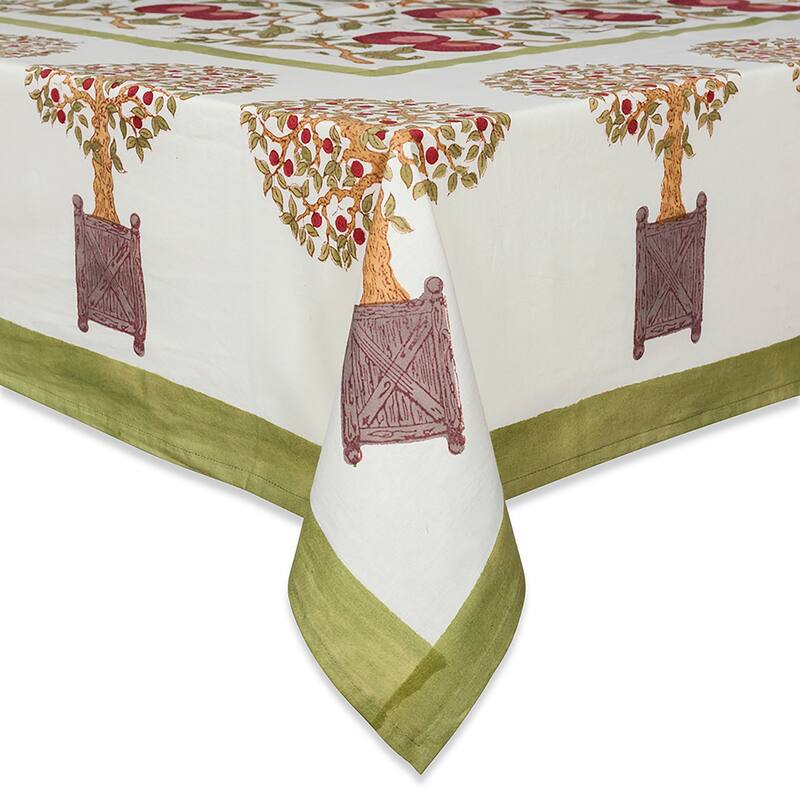 Couleur Nature Orange Tree Tablecloth - Red/Green