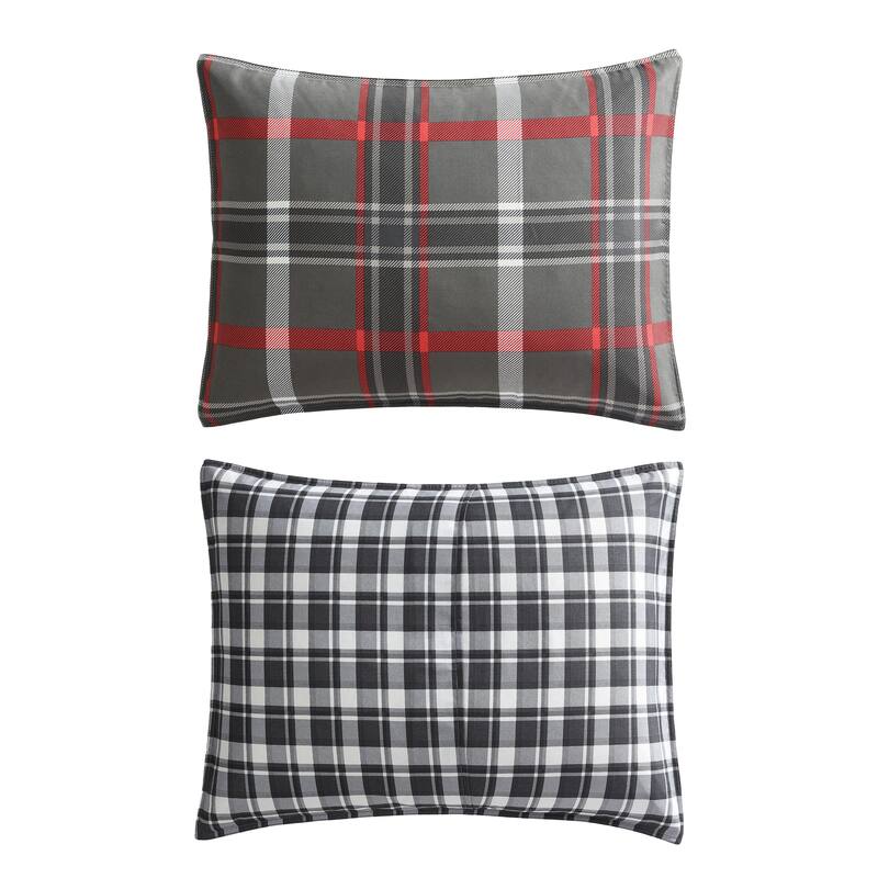 Eddie Bauer Willow Plaid Reversible Grey Duvet Cover Set