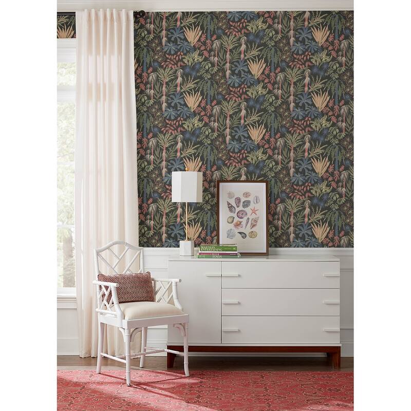 A-Street Prints Everglades Black Botanical Wallpaper
