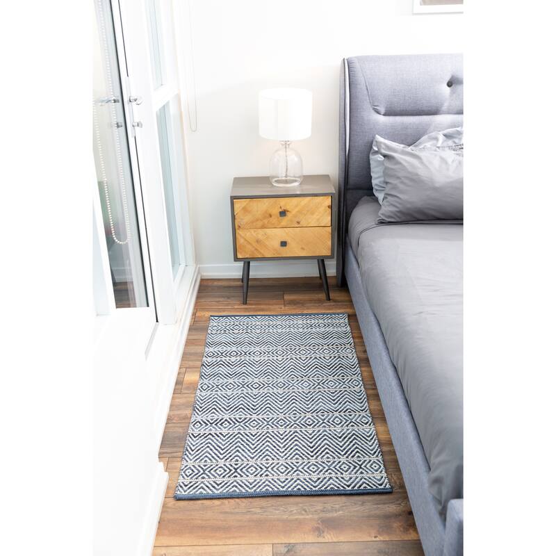 Fabstyles Herringbone Flatweave Cotton Area Rag Rug for Living Room