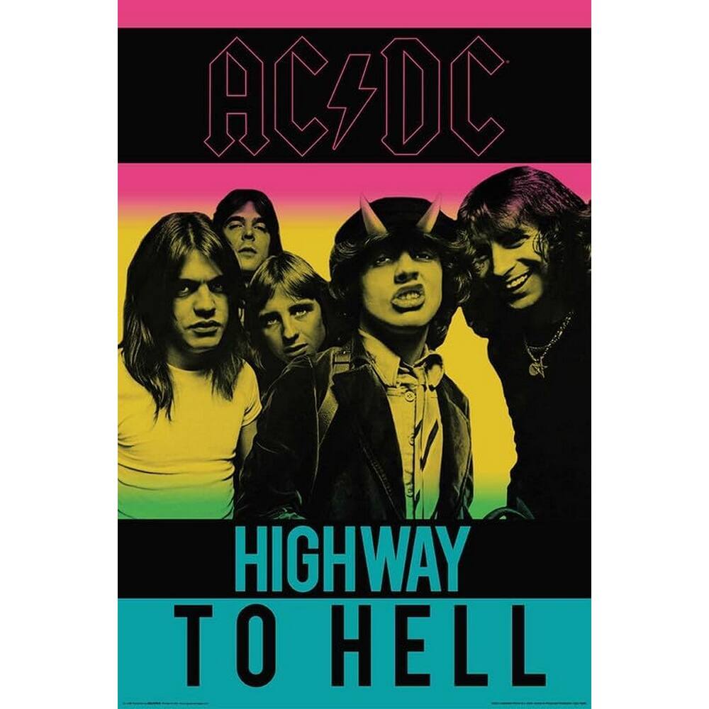 AC/DC Retro Tour Highwat to Hell Art Poster - 24 x 36 Inch