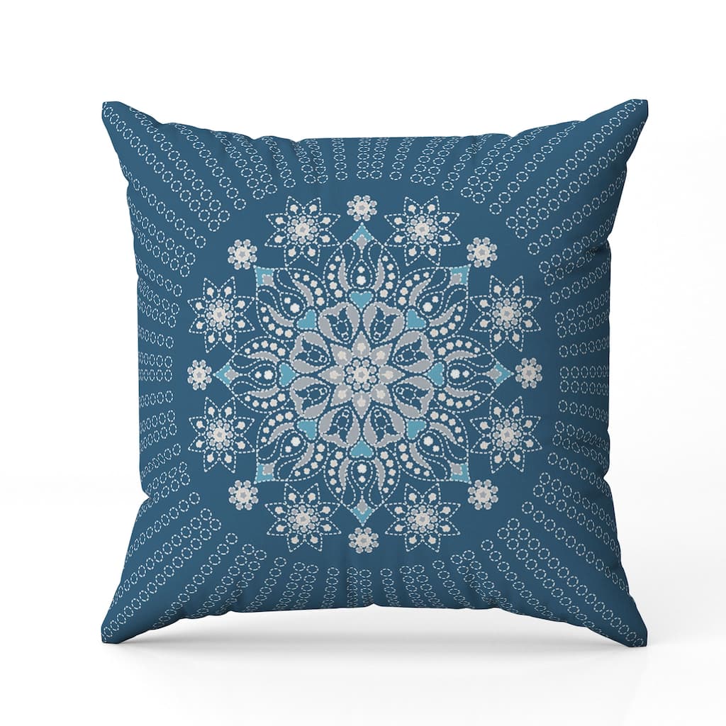 Wisteria Whirl Indoor/Outdoor Reversible Throw Pillow Blue and Gray