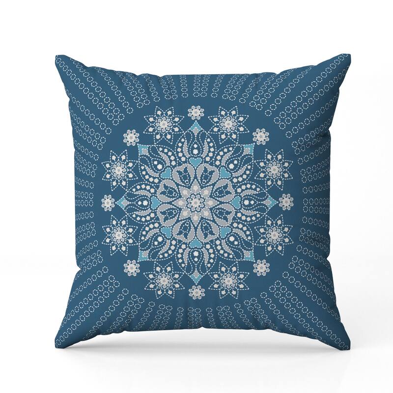Wisteria Whirl Indoor/Outdoor Reversible Throw Pillow Blue and Gray