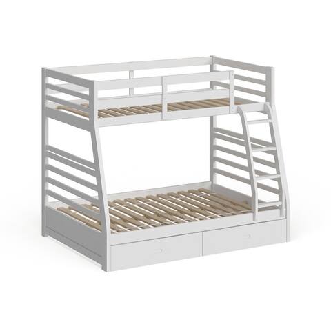 Furniture of America Cude Modern Twin/Full Solid Wood Bunk Bed Set