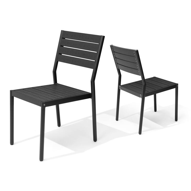 VredHom Outdoor Stackable Aluminum Patio Dining Chairs - Set of 2