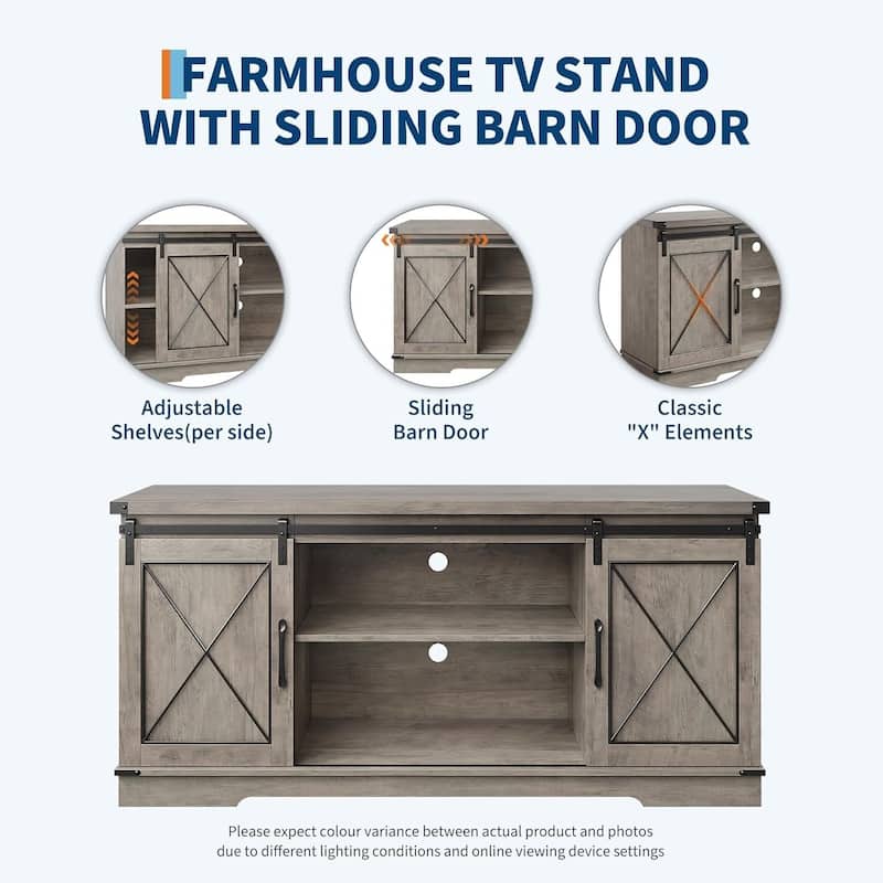 Modern Farmhouse TV Stand and Entertainment Center for TV Up to 65 Inches - N/A