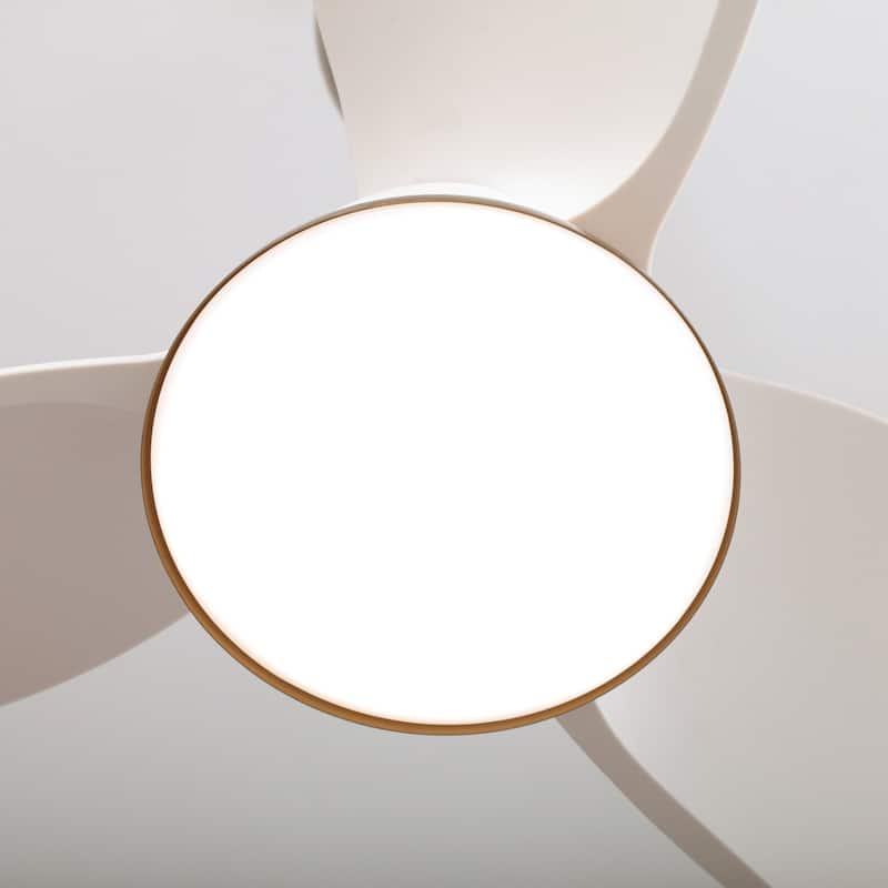 28" Black Modern Dimmable LED Ceiling Fan with Light and Remote