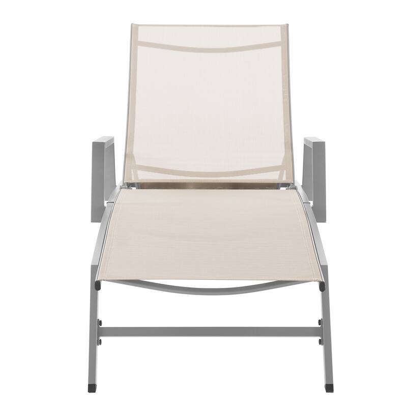 Corvus Sorrento Outdoor Sling Fabric Adjustable Chaise Lounge with Arms