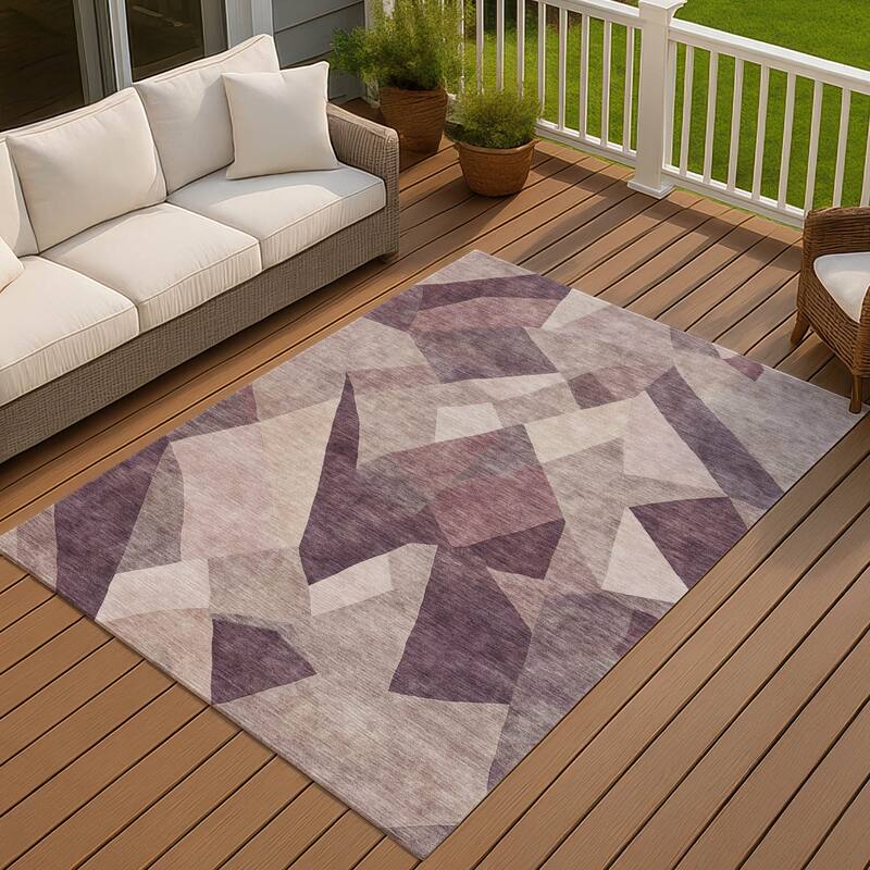 Machine Washable Indoor/ Outdoor Modern Queby Chantille Rug - Plum - 2'6" x 3'10"