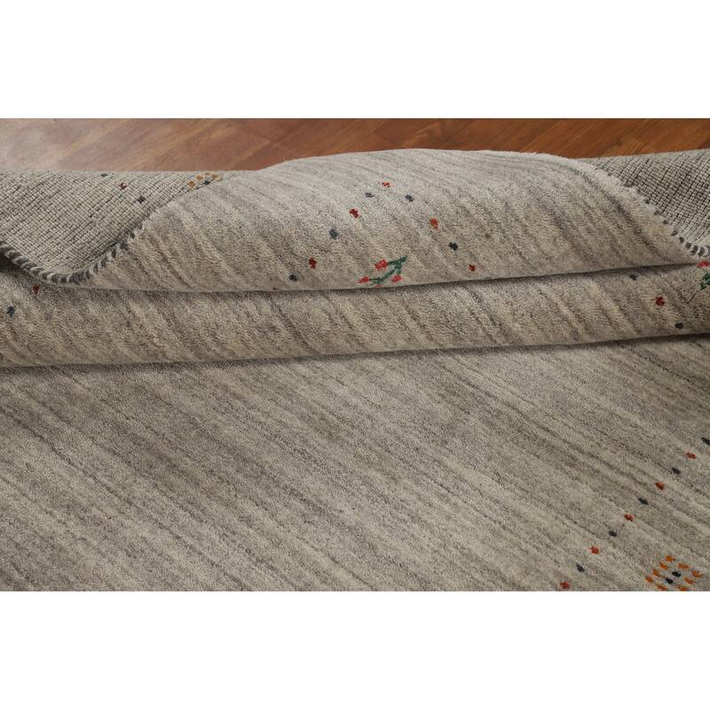 Hand Knotted Oriental 100% Wool Carpet Tribal Animal Pictorial Beige & Ivories Gabbeh Area Rug - 7' 9'' X 5' 1''