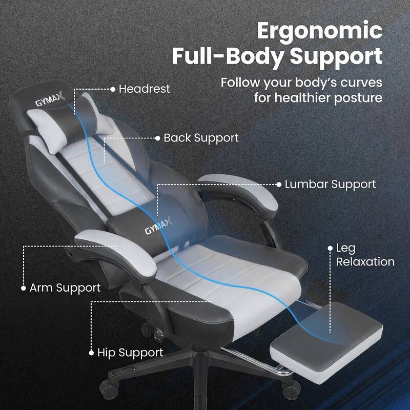 Gymax Gaming Chair w/ Headrest Reclining Backrest Lumber Support