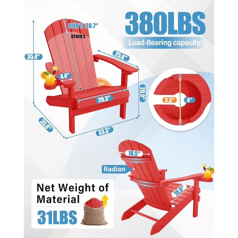 WINSOON All Weather HIPS Outdoor Plastic Adirondack Chair
