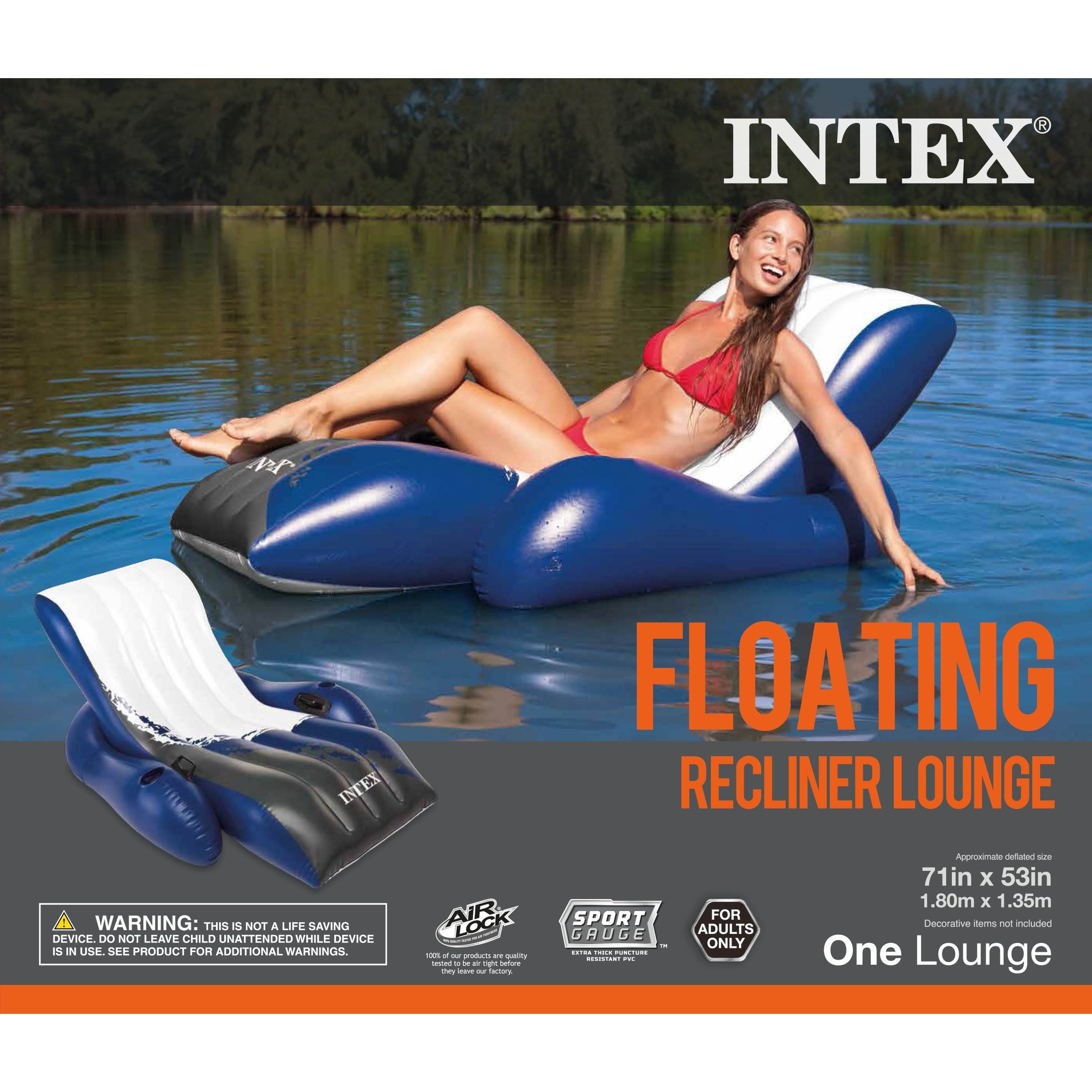 Intex Inflatable Floating Comfortable Recliner Lounges with Cup