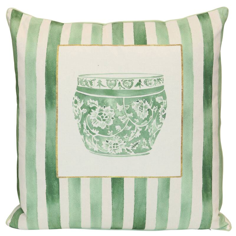 StyleCraft Tamara Day for StyleCraft Porcelain Heritage Pillow - 24" x 24" - Green, Soft White