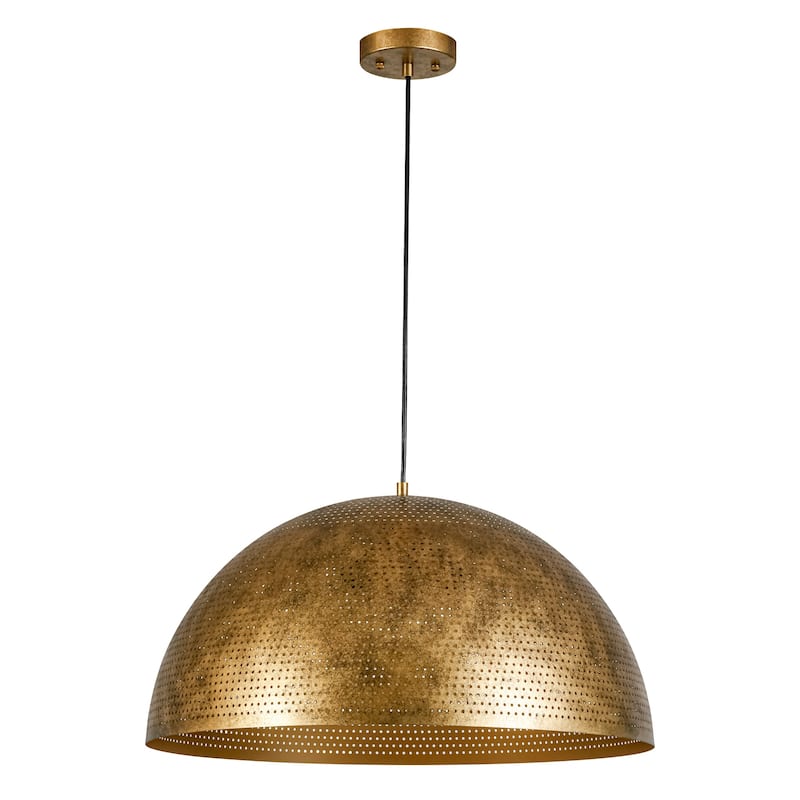 Rennnsan 3-Light Gold/Black Perforated Gold/Black Dome Pendant Light for Kitchen Island Dining Room