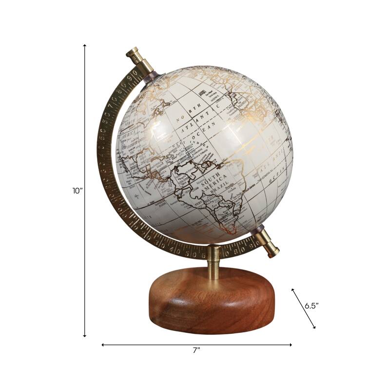 Resin Decorative Globe Modern Sleek Wood Base for Casual Home - 10.0"
