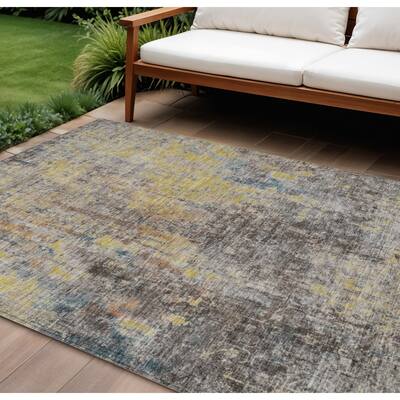 HomeRoots Abstract Transitional Rectangle Outdoor Rug