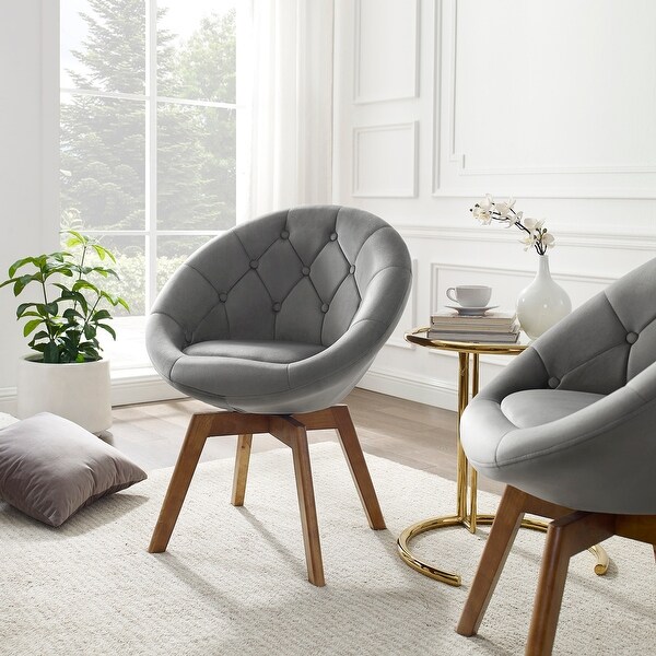 Carson Carrington Kallax Velvet or PU Tufted Round Swivel Accent Chair. Opens flyout.