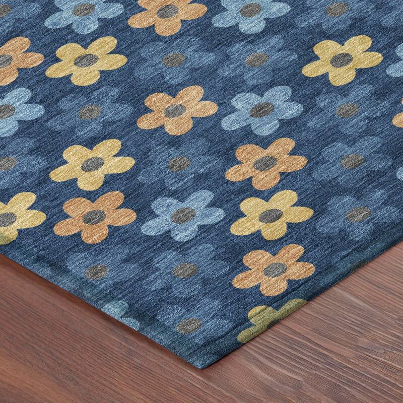 Machine Washable Indoor/ Outdoor Floral Kechi Chantille Rug