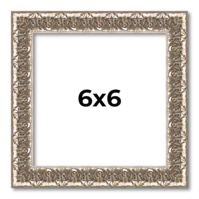 6x6 Frame Silver Versailles Ornate Solid Wood Picture Frame | 1 Inch