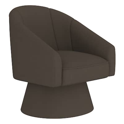 Modern Swivel Boucle Fabric Accent Chair - Ivory