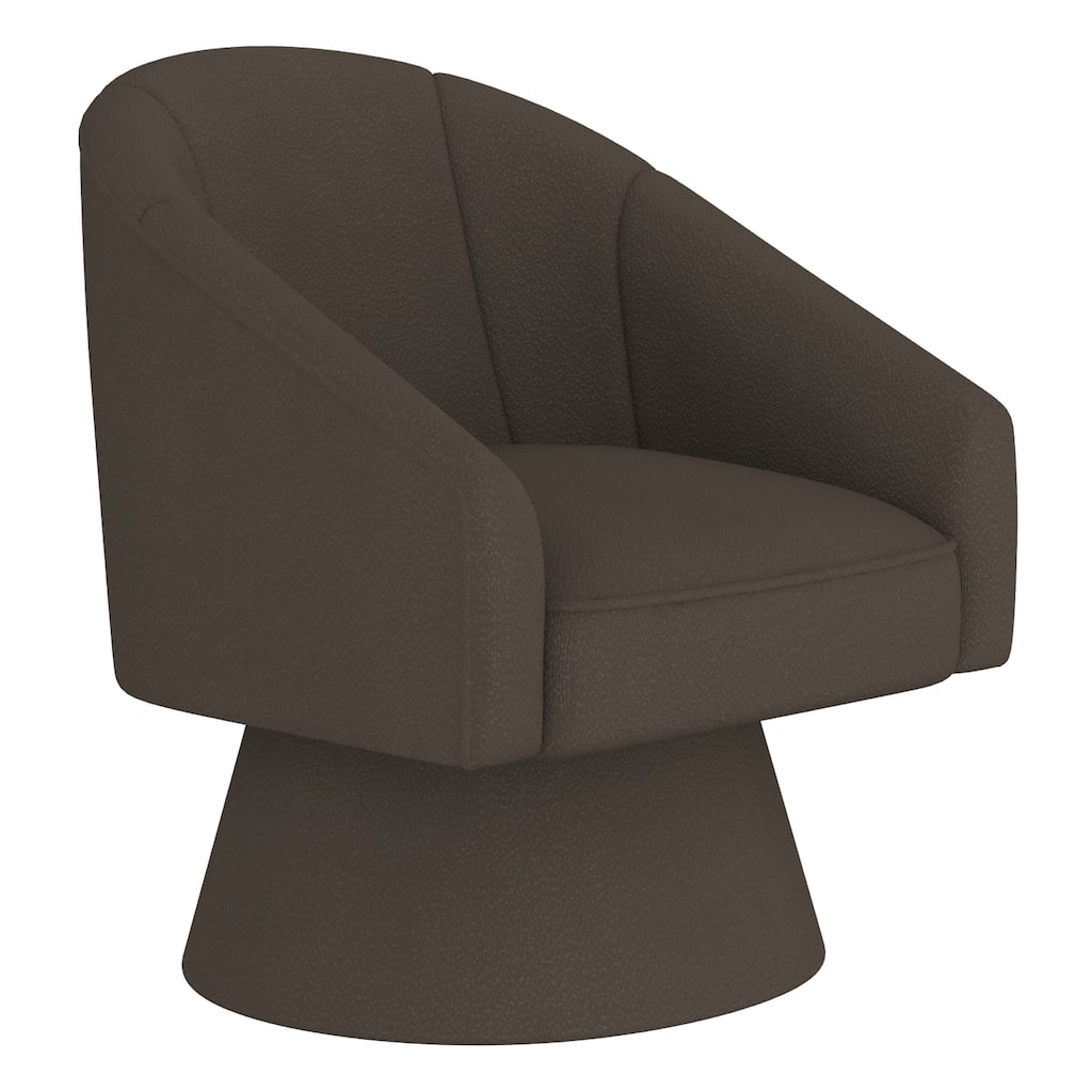 Modern Swivel Boucle Fabric Accent Chair - Ivory