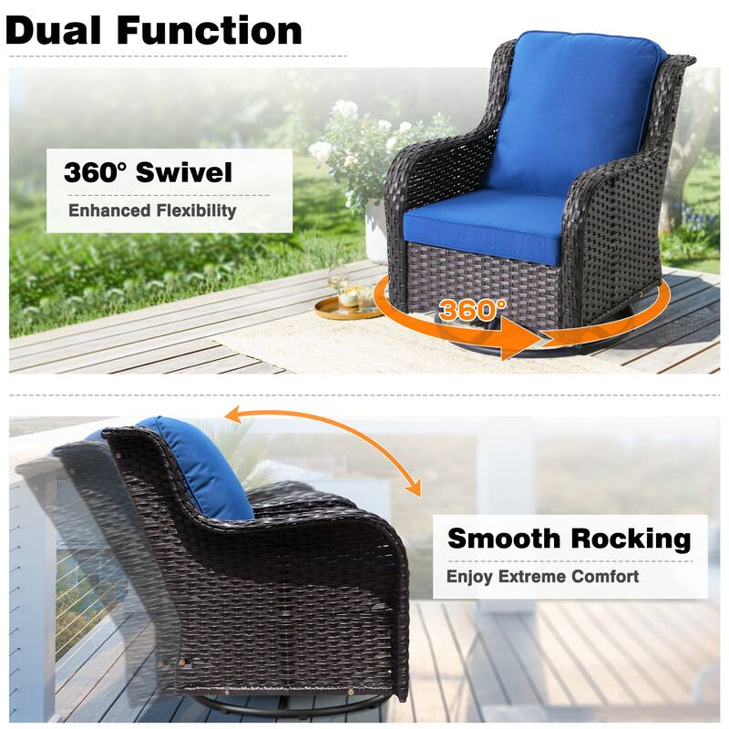 OVIOS 7-piece Patio Swivel Chair Set with 42" Fire Table