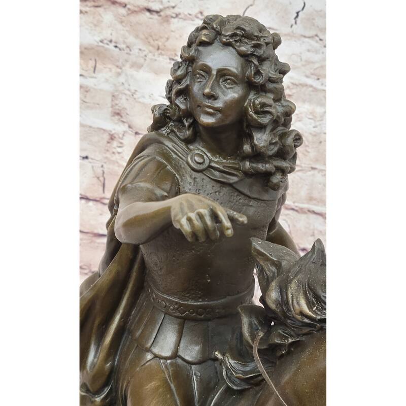 French King Louis Xiv Of France On Imitative Horseback - Bronze Sculpture On Marble Base