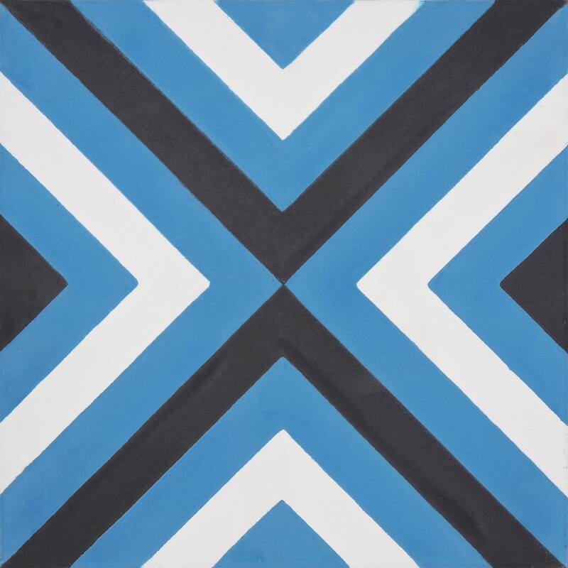 Jadida Handmade Cement Tile, 8x8, Black-Blue