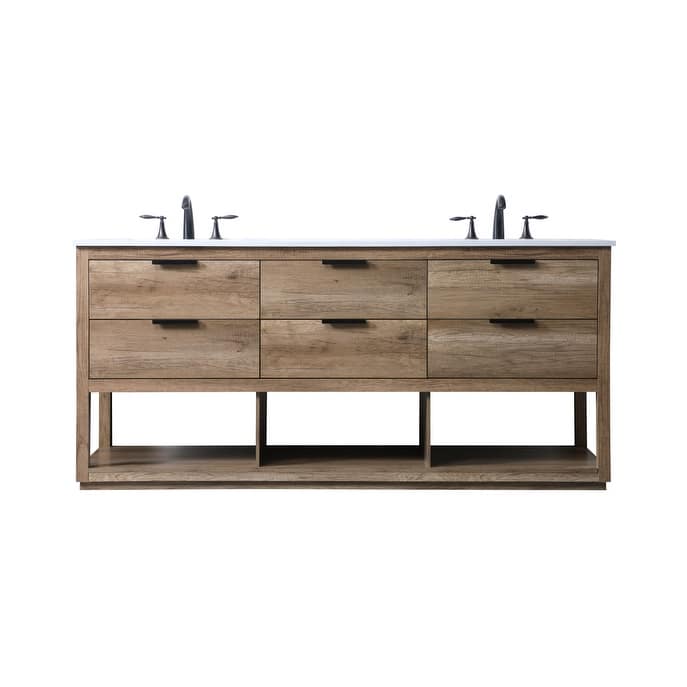 Elegant Lighting VF19272D Larkin 72" Free Standing Double Basin Vanity - Natural Oak - Oak Finish