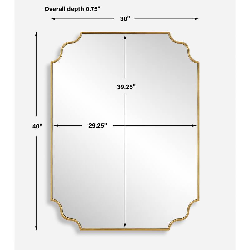 Curvy Framed Rectangular Vanity Wall Mirror - 42.5" - Antique Gold Finish
