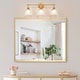 preview thumbnail 12 of 14, Coney Modern Glam 3-Light Gold Linear Bathroom Vanity Lights Frosted-glass Wall Sconces