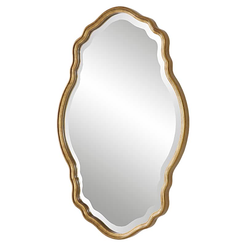 Rich Gold Finish Framed Bevel Wall Mirror - 33.25 x 22.25 x 1.18