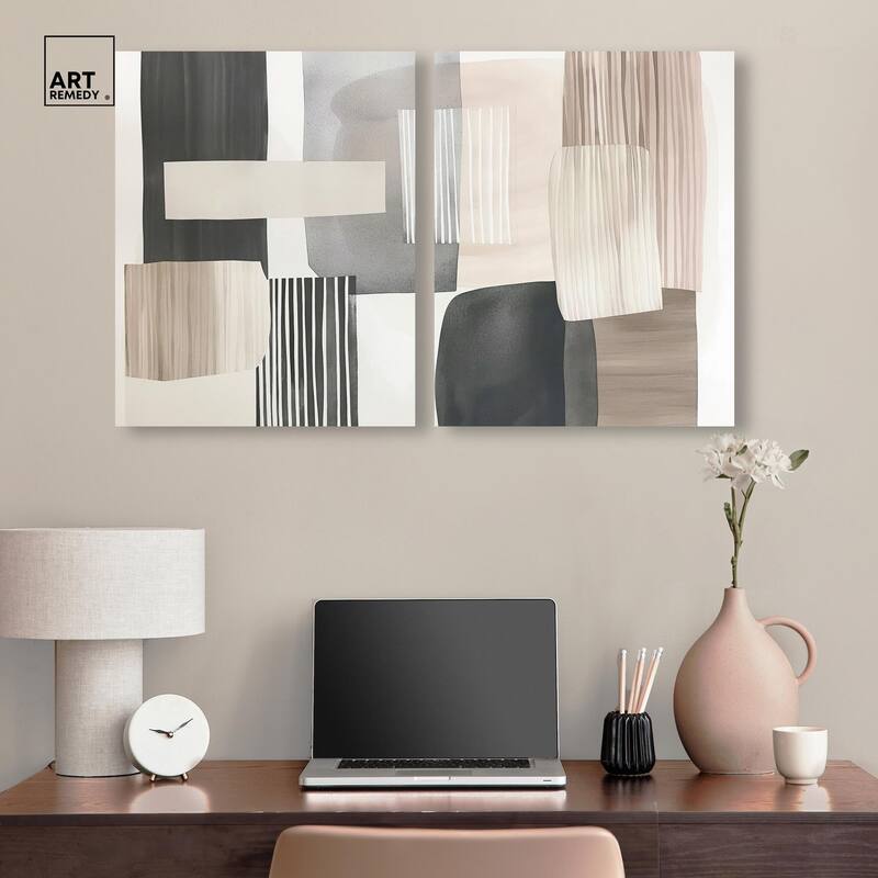 Floating Shapes II Canvas Set of 2 by Art Remedy, Gallery Wrapped