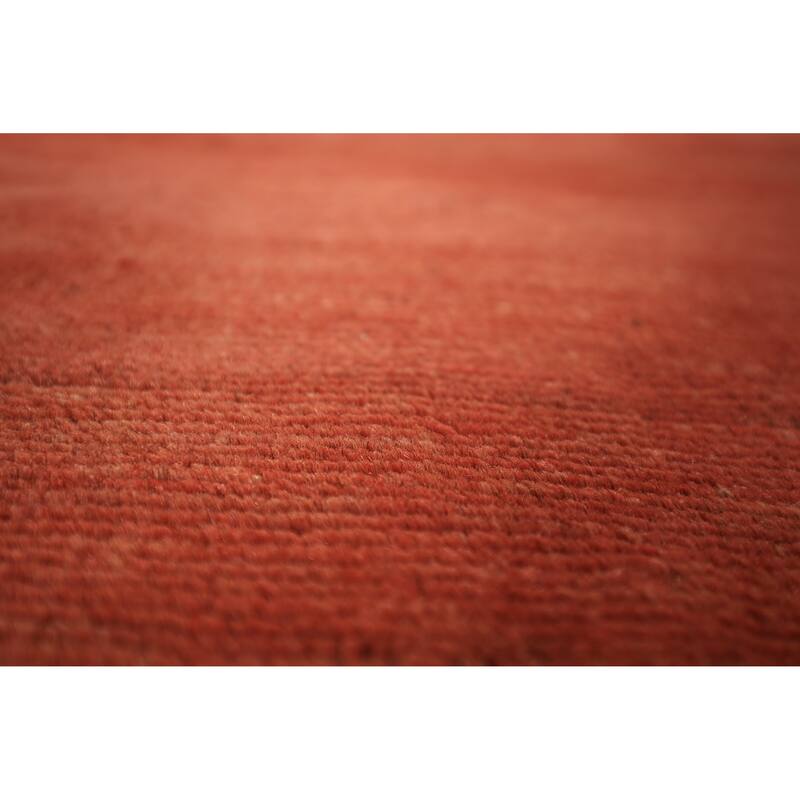 Gabbeh Modern Area Rug Hand-Knotted Orange Wool Carpet - 5'5" x 8'0"