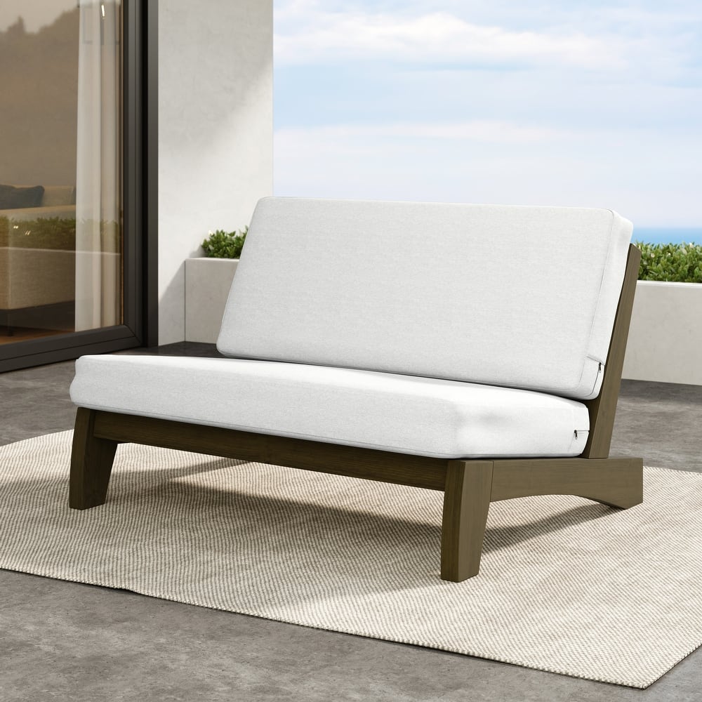 Outdoor Furniture Wood Armless Chair Loveseat Sofa With Cushion