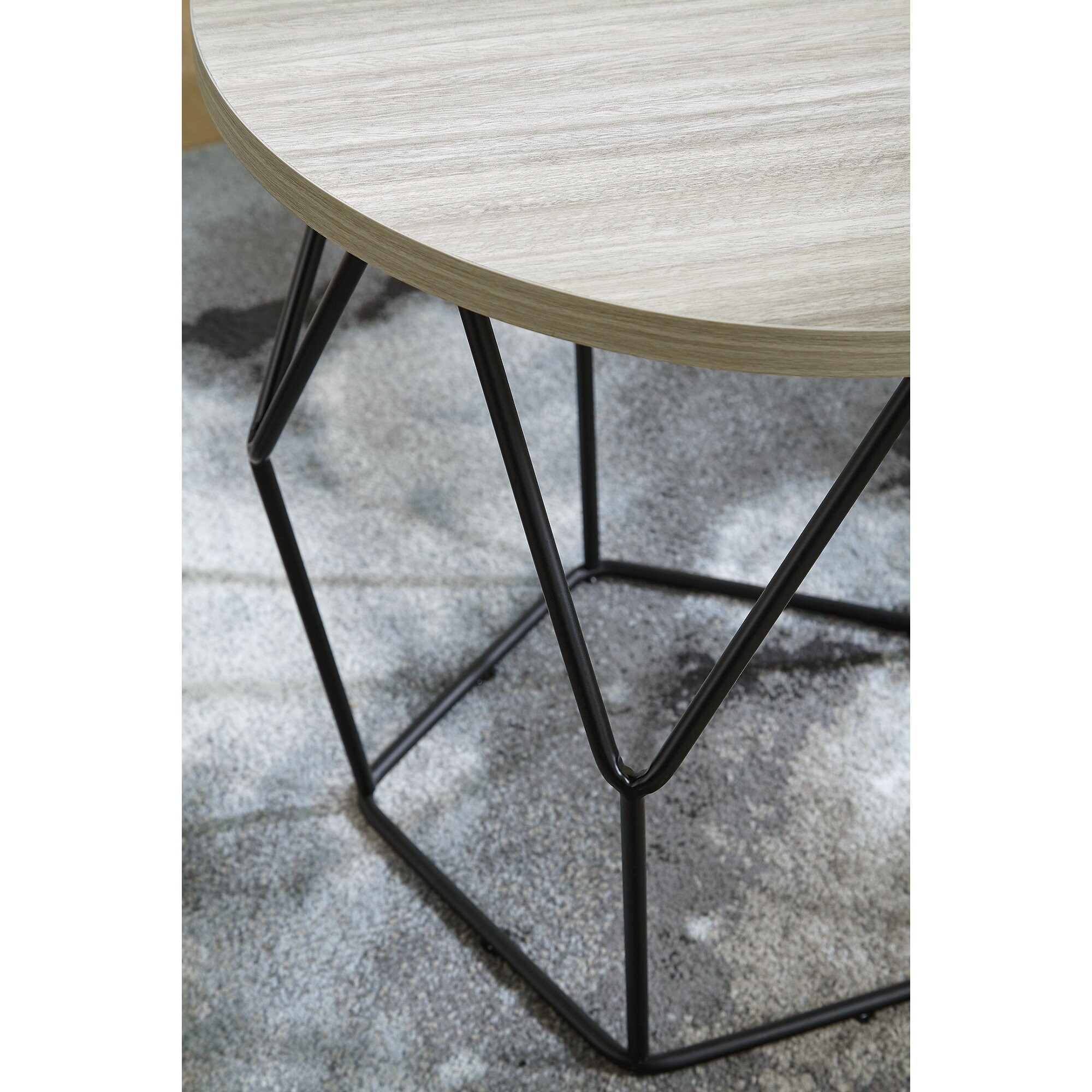 Waylowe Contemporary Light Brown Black Round Cocktail Table 36 W X 36 D X 18 H Overstock 31842501