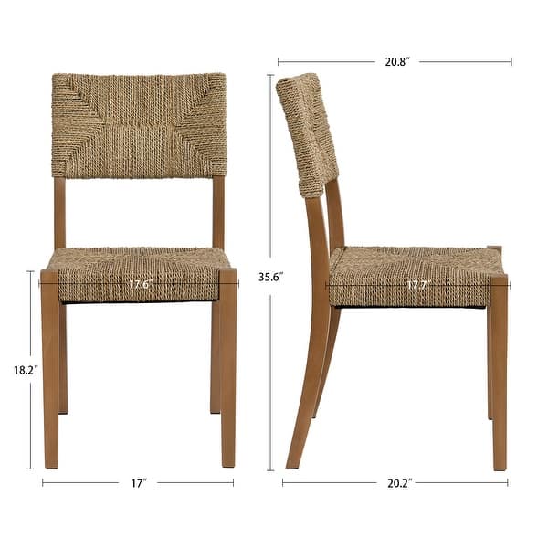 Couture 17.6" Wide Weave Seagrass Rattan Dining chairs - 17.6"W x 20.8"L x 35.6"H