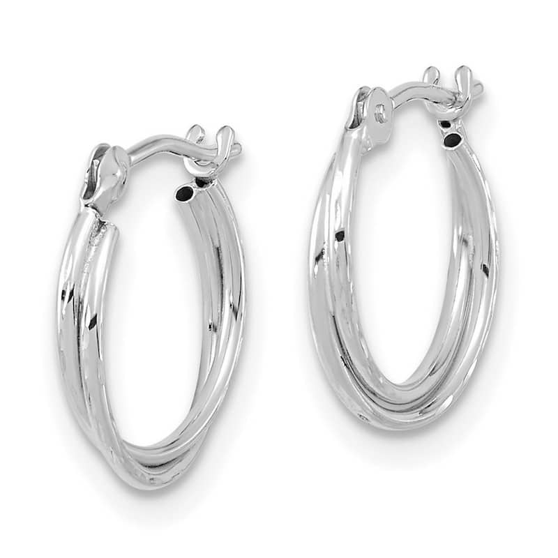 Curata 14k Yellow or White Gold Simple Faceted Polished Double Hoop Earrings 12.9x1.7mm