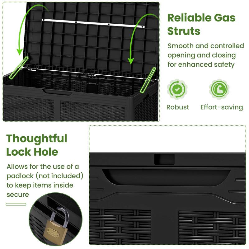 Gymax 100 Gallon Resin Deck Box w/ Lockable Lid Wheels for Pool
