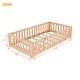 preview thumbnail 18 of 34, Kid-Friendly Twin Size Floor Bed with Safety Guardrails and Door - Easy Access Design