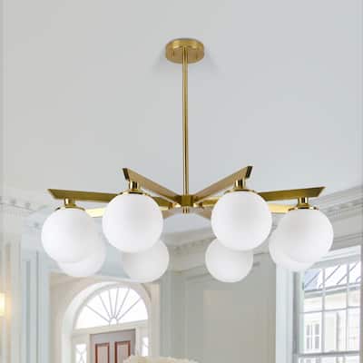 8-Light Modern Linear Chandelier - Gold