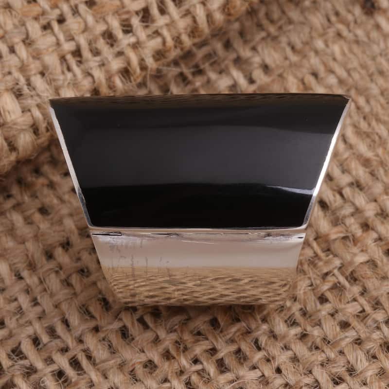 Novica Handmade Black Trapeze Sterling Silver Cocktail Ring