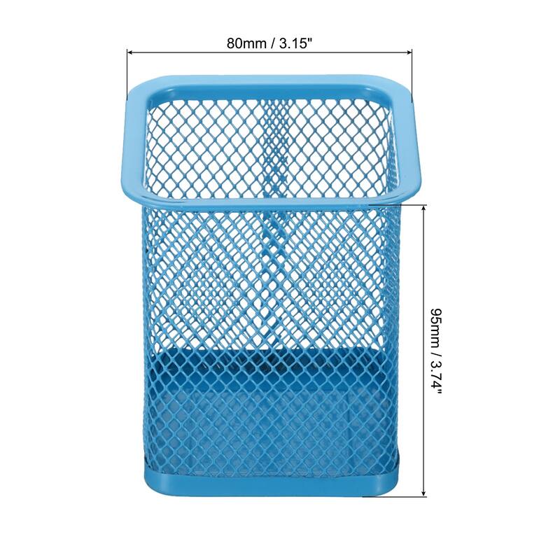 Mesh Pen Holder Pencil Holder Pencil Basket Pen Cup Organizer Square - 80 x 95mm - Blue