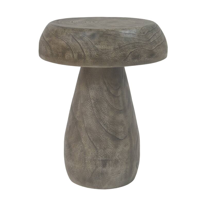 Whimsical Mushroom Accent Side Table with Wood Grain Texture for Indoor, Covered Outdoor Spaces - Weather-Resistant & Waterproof