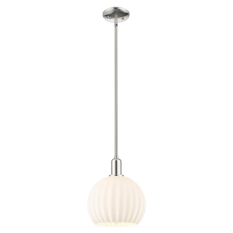 Innovations Lighting Endless Possibilities Arcadia - White Venetian - 1 Light 10" Stem Hung Mini Pendant - Polished Nickel