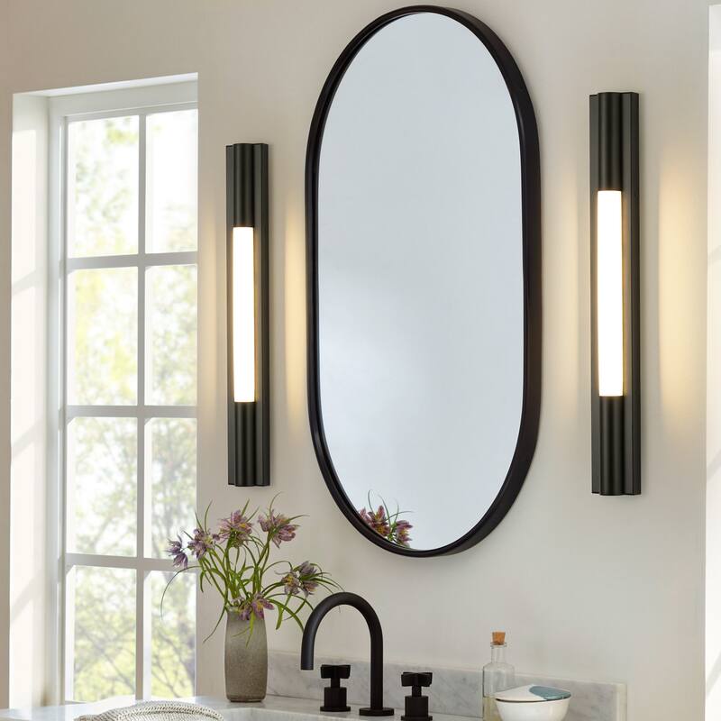 24" Modern Black/Gold LED Wall Sconce - 10W 3000K Warm Light, Linear Fixture for Bedroom & Hallway