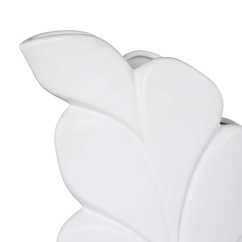 Ceramic Leaf Slanted Decorative Vase - Black or White - Roche River Decor
